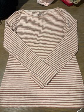 J. Crew Cream and Dusty Rose Metallic Striped Top